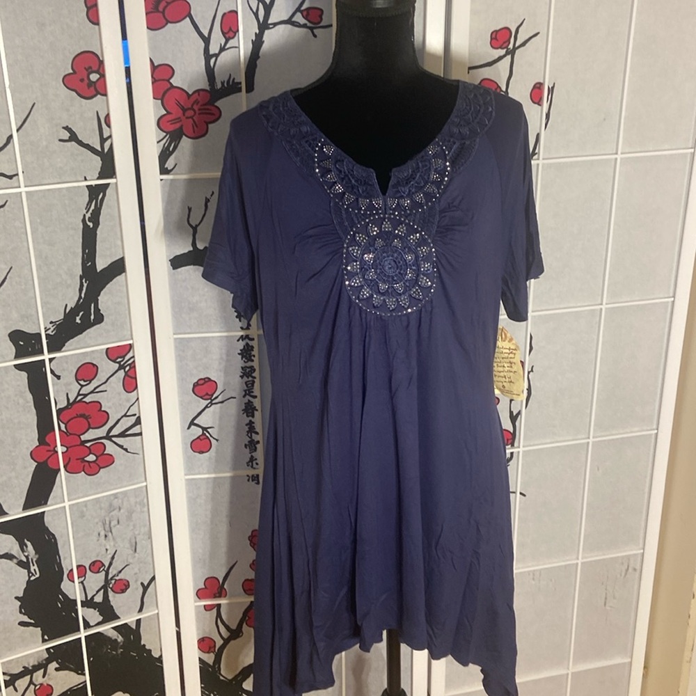 One world blue tunic